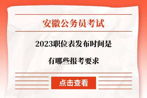 安徽省考职位表2023发布时间是