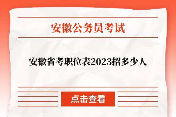 安徽省考职位表2023招多少人