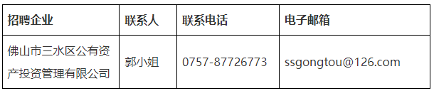 2023佛山市三水区公有资产投资管理有限公司校园招聘4人公告