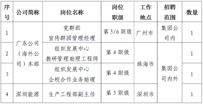 2023国家电投集团广东电力有限公司（海外公司）公开招聘4人公告