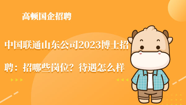 中国联通山东公司2023博士招聘：招哪些岗位？待遇怎么样