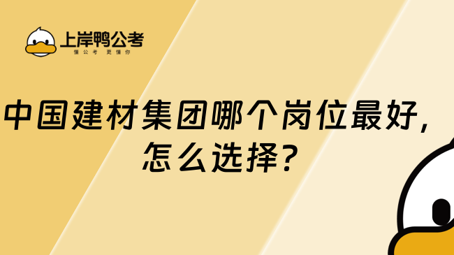 中国建材集团哪个岗位最好，怎么选择？