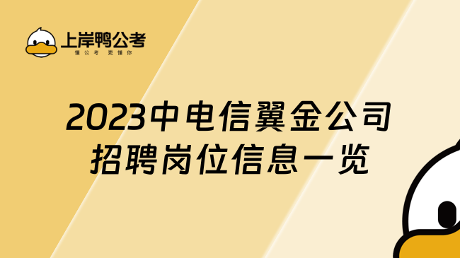 2023中电信翼金公司招聘岗位信息一览