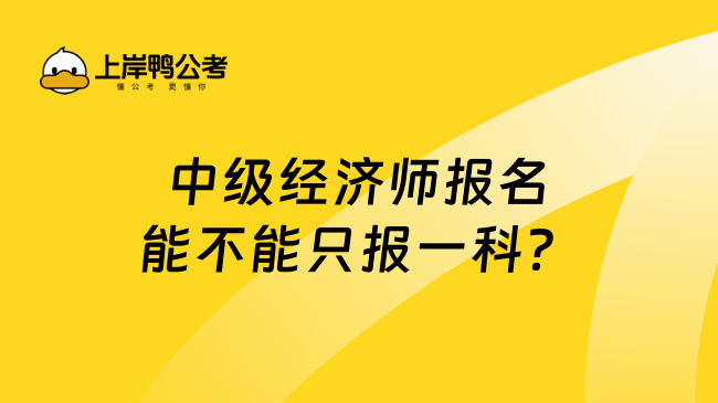 中级经济师报名能不能只报一科？