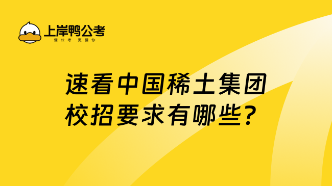 速看中国稀土集团校招要求有哪些？