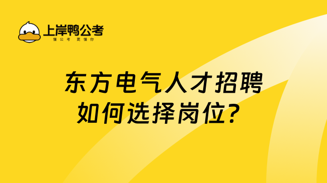 东方电气人才招聘如何选择岗位？