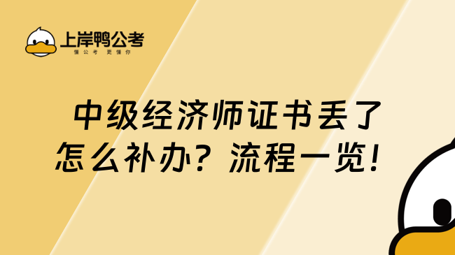 中级经济师证书丢了怎么补办？流程一览！