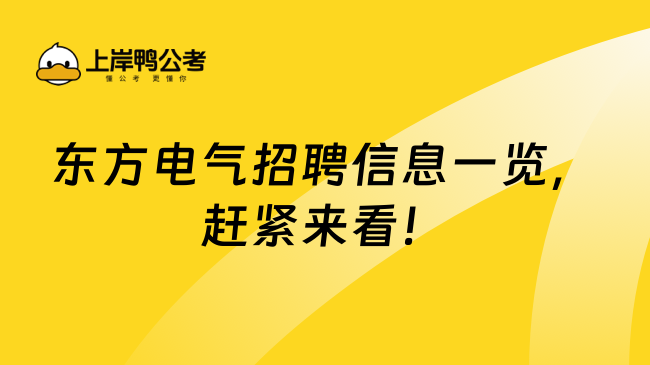 东方电气招聘信息一览，赶紧来看！