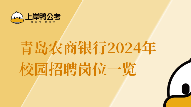 青岛农商银行2024年校园招聘岗位一览