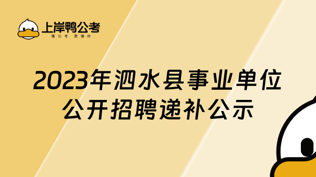 2023年泗水县事业单位公开招聘递补公示