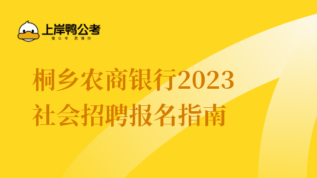 桐乡农商银行2023社会招聘报名指南