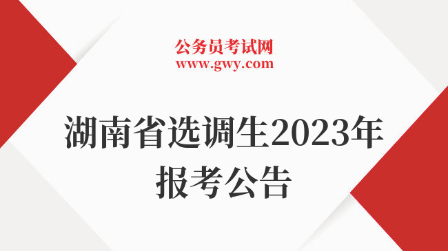 湖南省选调生2023年报考公告