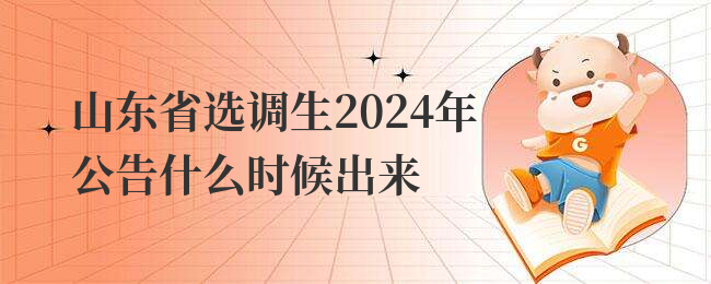 山东省选调生2024年公告什么时候出来