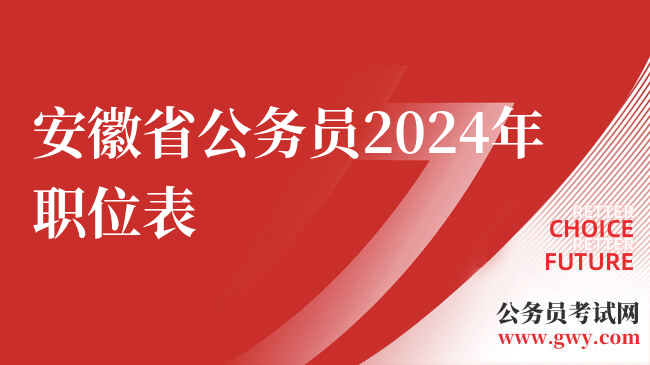 安徽省公务员2024年职位表