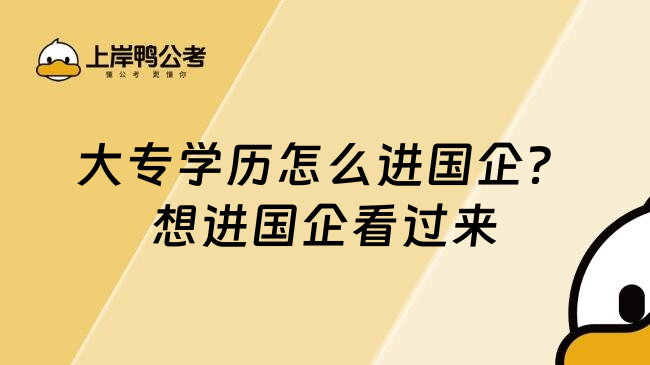 大专学历怎么进国企？想进国企看过来