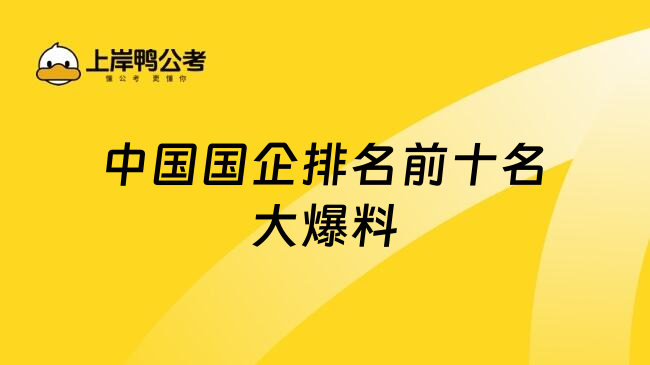 中国国企排名前十名大爆料