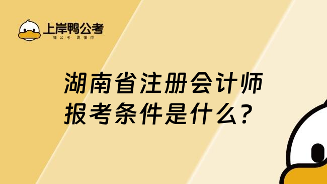 湖南省注册会计师报考条件是什么？