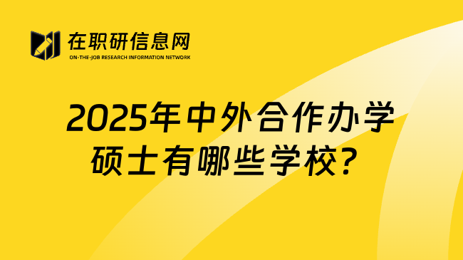 2025年中外合作办学硕士有哪些学校？