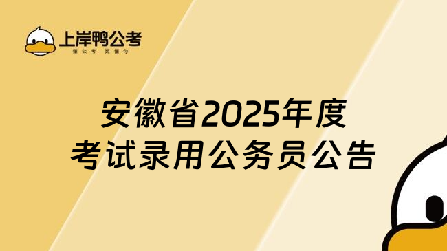 安徽省2025年度考试录用公务员公告