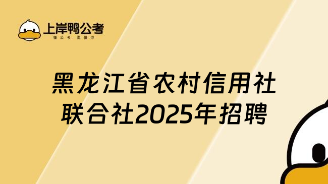 黑龍江省農村信用社聯合社2025年招聘