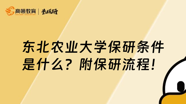 东北农业大学保研条件是什么？附保研流程！