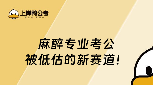 麻醉专业考公被低估的新赛道!