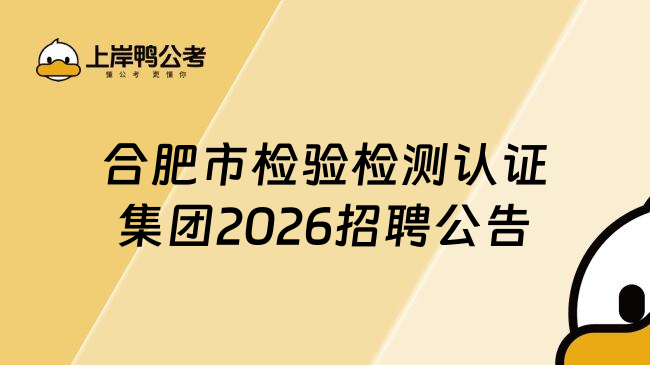 合肥市检验检测认证集团2026招聘公告