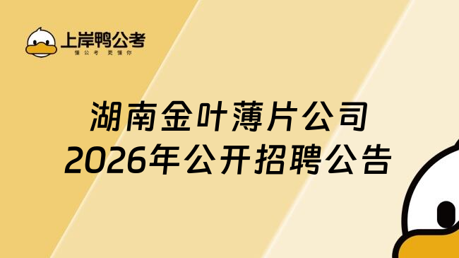 湖南金叶薄片公司2026年公开招聘公告