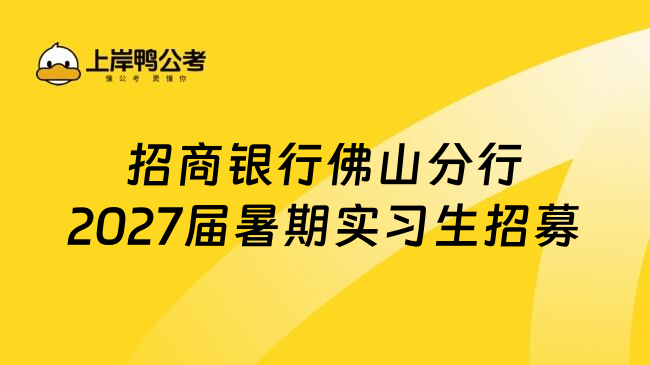招商银行佛山分行2027届暑期实习生招募