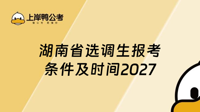 湖南省选调生报考条件及时间2027