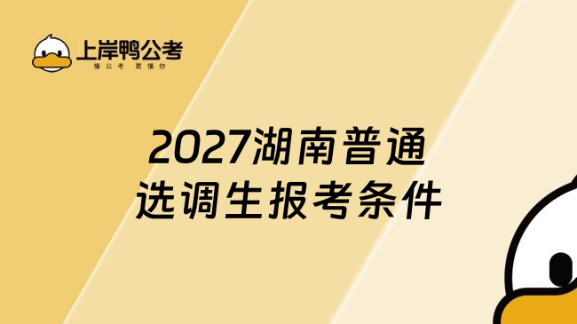 2027湖南普通选调生报考条件