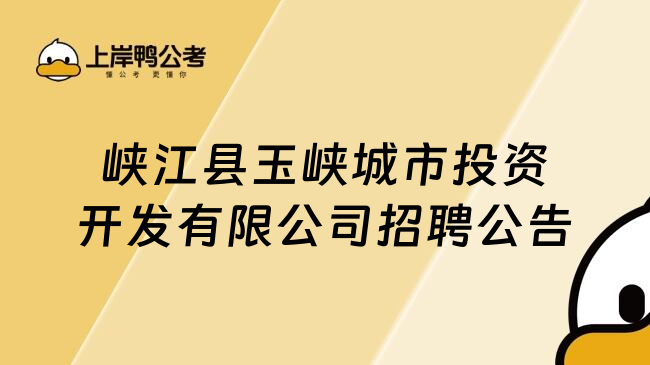 峡江县玉峡城市投资开发有限公司招聘公告