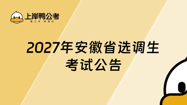 2027年安徽省选调生考试公告